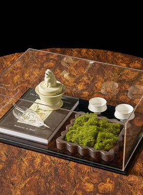 新中式售楼处样板房间茶几托盘氛围布置防尘罩亚克力罩展示盒摆件