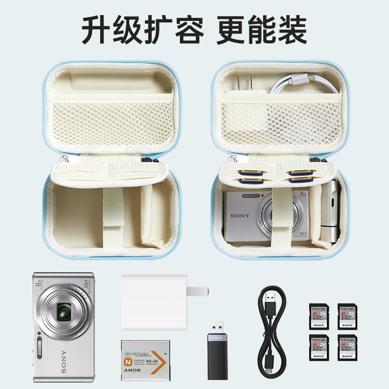 CCD相机收纳包单肩斜挎迷你卡片机收纳盒硬壳适用于佳能索尼富士 - 图1