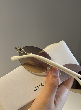 椭圆无框切边太阳镜防紫外线