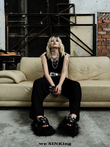 沉没SINKing | net系列faux fur black slippers黑色朋克毛毛拖鞋 - 图0