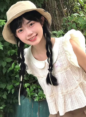 宽檐遮阳带防风绳渔夫帽夏季男女