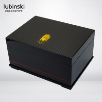 Rubinsky Cigar Case Upscale Genuine Carbon Fiber Finish Cedar Wood LUBINSKI Cigar Moisturizing Box Alcoholization Box