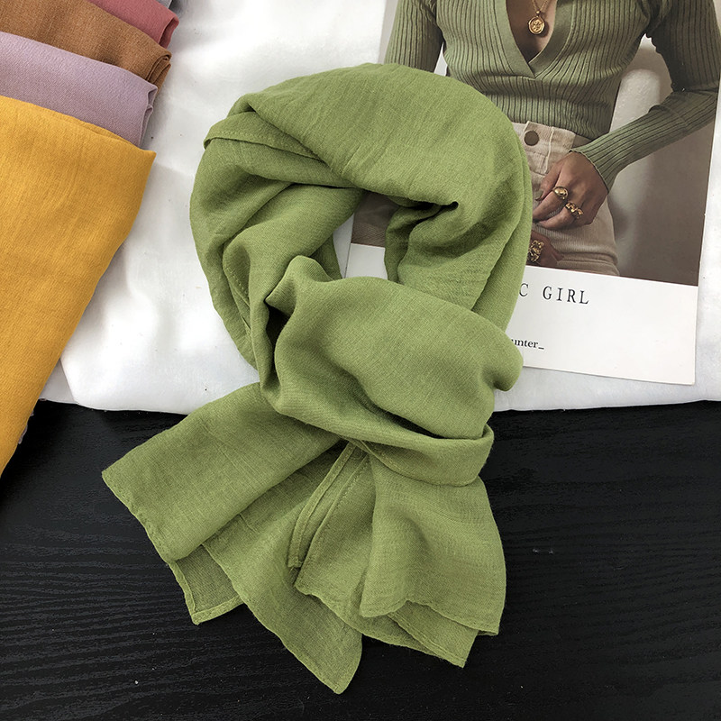 森系文艺黑色灰色短款纯色薄棉麻围巾女春秋冬季护颈椎保暖小围脖,淘宝优惠券,粉丝福利购,淘宝优惠卷