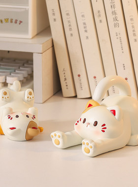 日本进口猫咪树脂式手机支架摆件