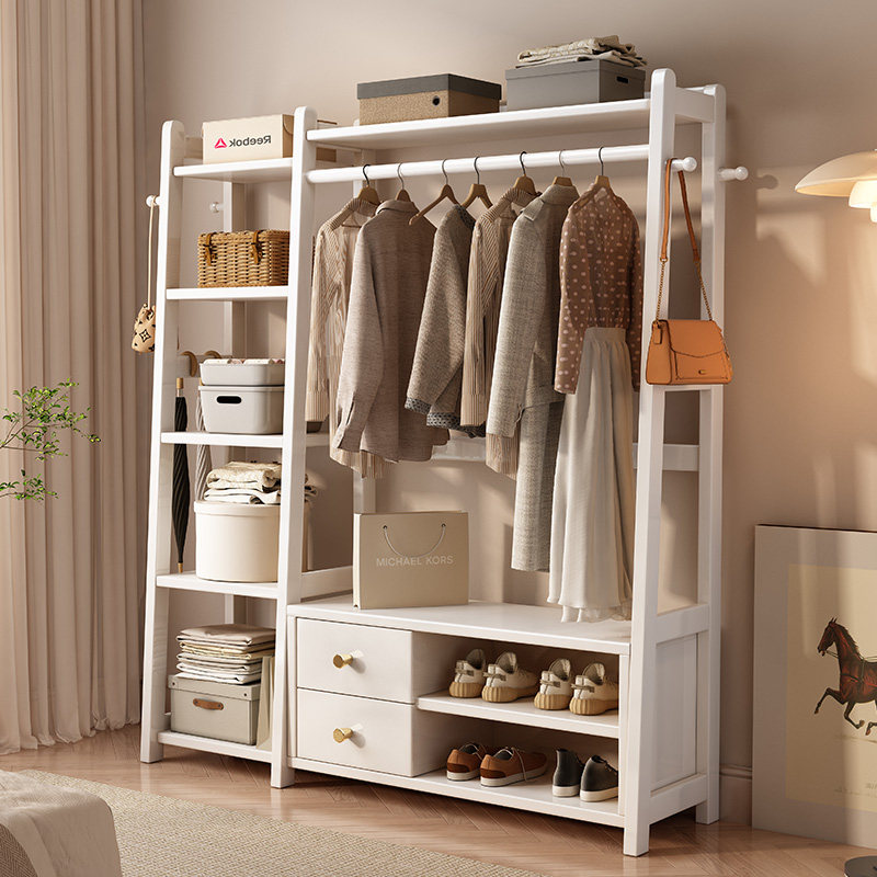 衣帽架带书架一体落地家用卧室储物架实木挂衣架可坐式收纳置物架,淘宝优惠券,粉丝福利购,淘宝优惠卷