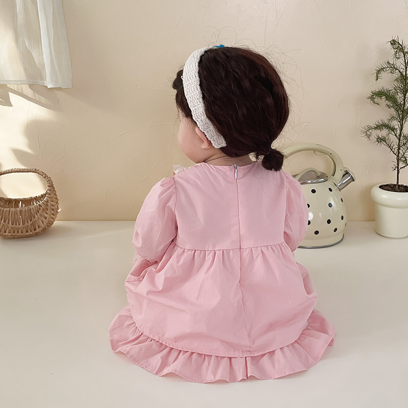 女童连衣裙春秋装女宝宝长袖裙子网红粉色花边公主裙洋气超萌可爱,淘宝优惠券,粉丝福利购,淘宝优惠卷