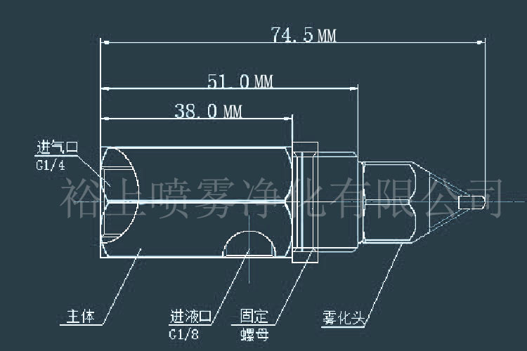 超声波空气雾化喷嘴 车间喷雾加湿除尘喷咀 矿山煤矿干雾抑尘喷头 - 图3