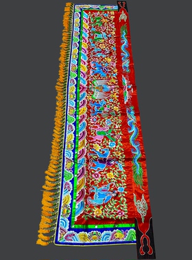 精美台版凸绣绣工精湛横彩八仙彩门彩门眉佛堂寺庙喜庆横幅刺绣品
