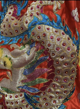1米台版粒仔鳞浮龙王爷关公上帝妈祖龙袍神衣披风披肩佛衣绣品