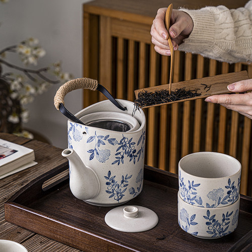 中式复古水具套装新款家用水杯水壶乔迁新居提梁茶壶大号商用泡茶 - 图0