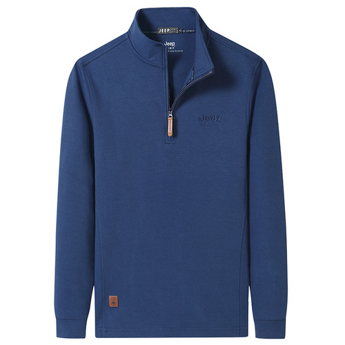 JEEP吉普长袖t恤春秋休闲polo衫宽松男士棉质冬季红色立领打底衫 - 图3