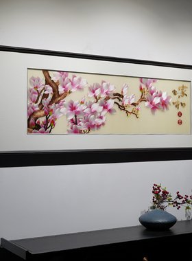 客厅卧室纯手工刺绣装饰画包安装