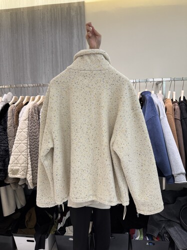 摩登mdeng设计感拉链立领羊毛外套女冬2025新款宽松洋气夹克Y631 - 图0