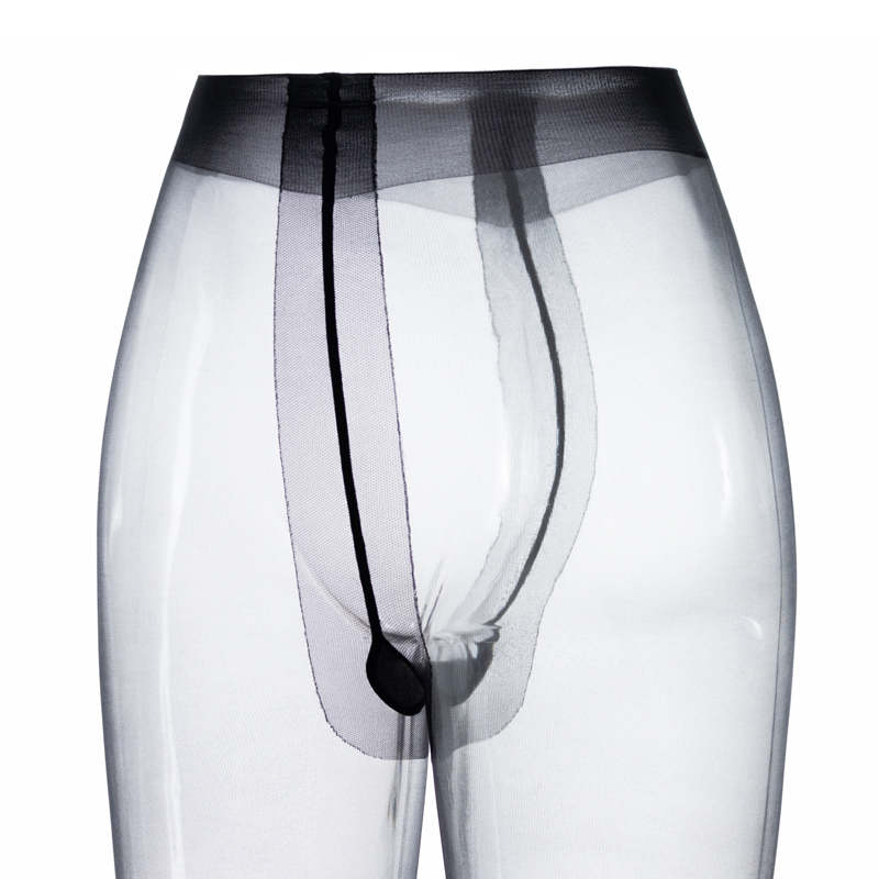 【极光】油亮性感超薄T裆无腰一体夏光腿神器黑色油光超薄连裤袜 - 图3