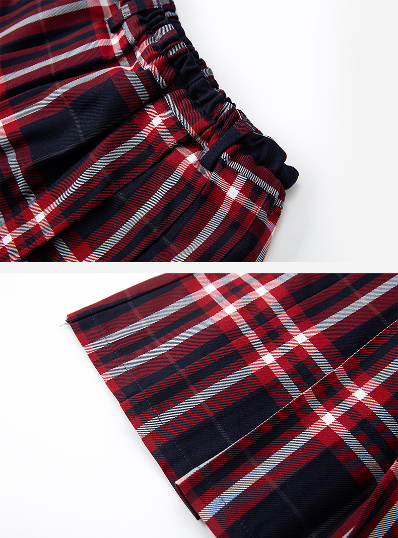 英伦学院装红蓝格子半身裙中小学儿童春秋新款红色格子百褶裙 - 图2