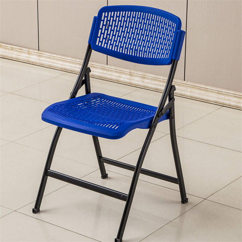 简易镂空椅子靠背椅塑料折叠椅子带板商务会议椅办公洽谈培训椅子 - 图1