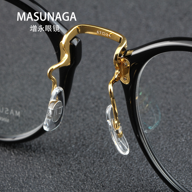 增永眼镜masunaga日本手工眼镜框 复古近视眼镜大脸百搭款GMS 805 - 图2