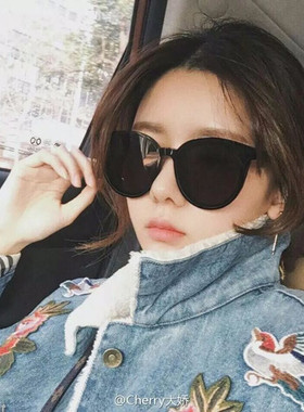 墨镜新款潮ins开车街拍大脸素颜