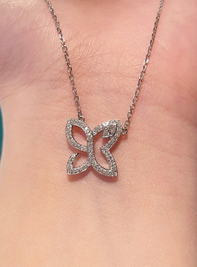 幻影蝴蝶项链 女纯银925白金满钻镂空锁骨链轻奢百搭时尚送女友潮