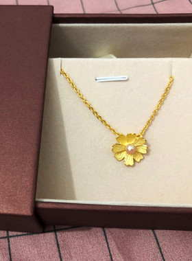 镀黄金色花朵轻奢时尚锁骨链纯银