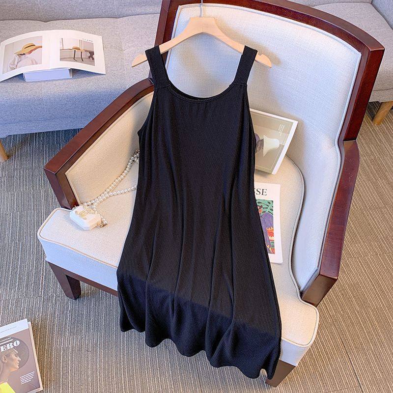 350斤大码吊带裙冰丝螺纹孕妇连衣裙胖mm宽松垂感无袖内搭背心裙,淘宝优惠券,粉丝福利购,淘宝优惠卷