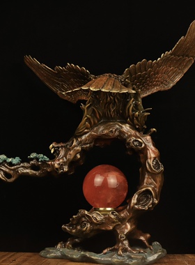 纯黄铜彩铜雄鹰展翅摆件