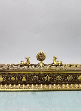 仿古纯铜鎏金吉祥八宝香炉双鹿香熏炉家居办公室装饰工艺礼品摆件