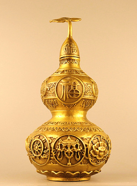 纯黄铜摆件镇宅招财八宝葫芦