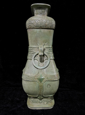 【收藏送礼佳品】仿古青铜器 青铜大扁瓶铜花瓶 风水家居装饰摆件