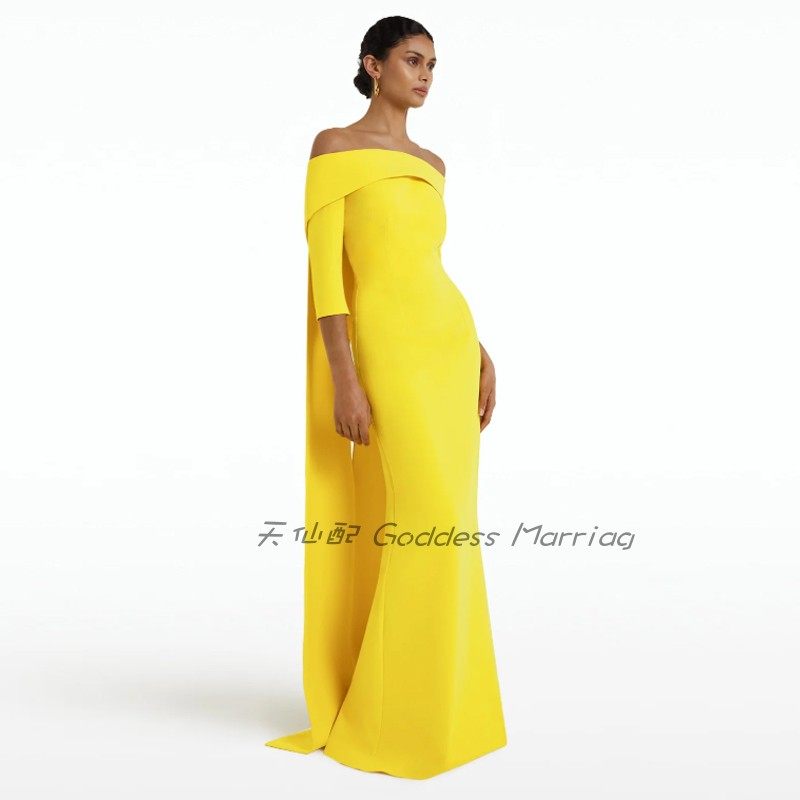 晚礼服高端大气长裙2023新款优雅一字肩年会主持人宴会年会连衣裙