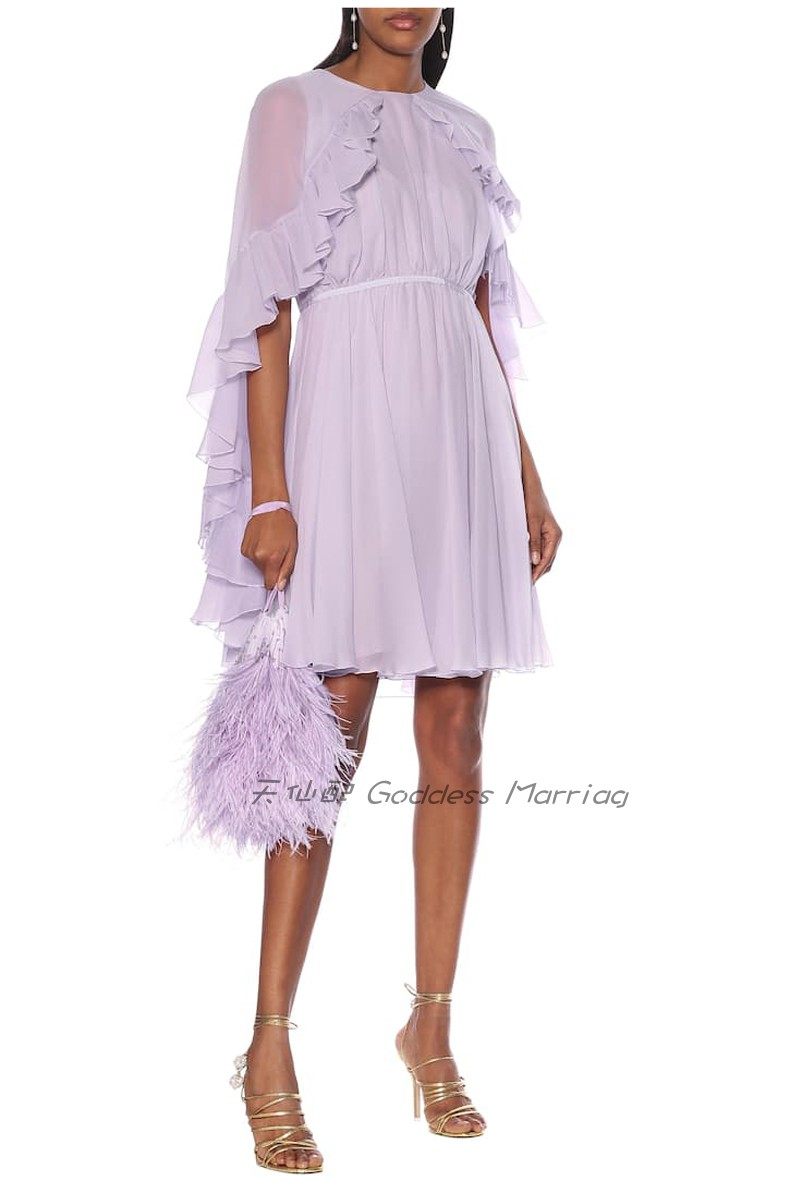 晚礼服雪纺短裙时尚伴娘姐妹小礼服生日派对年会宴会连衣裙气质女