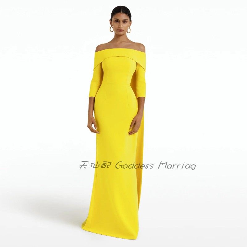 晚礼服高端大气长裙2023新款优雅一字肩年会主持人宴会年会连衣裙