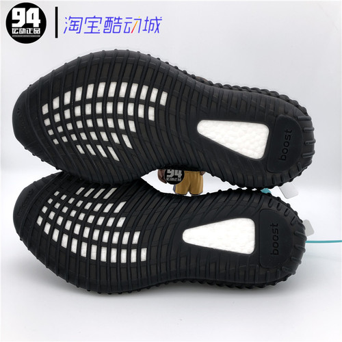 Adidas YEEZY 350V2黑椰子黑魂镂空黑天使反光男女休闲跑鞋FU9006 - 图2