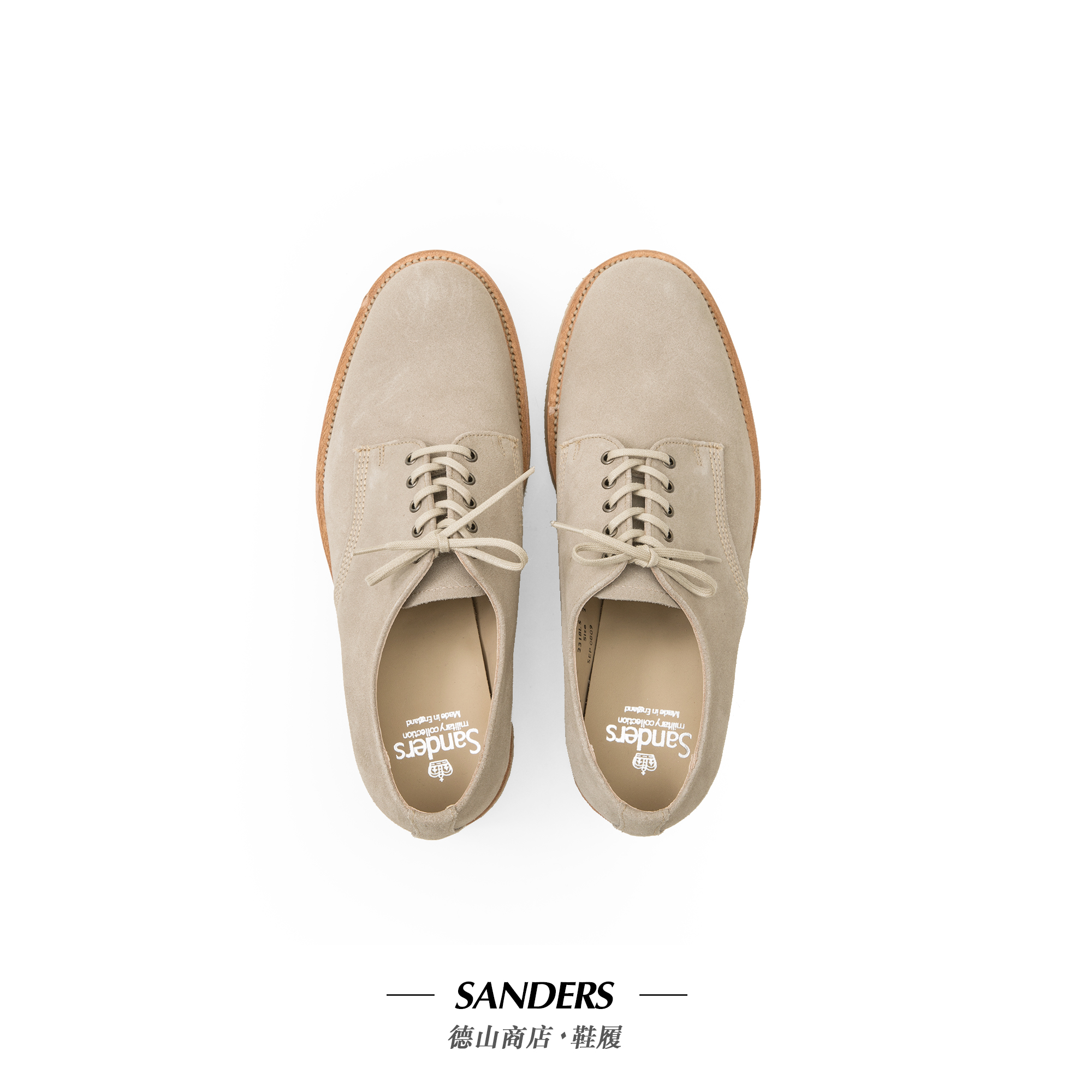 运动鞋般轻量舒适 SANDERS新企划 OfficerShoes士官皮鞋 2318LS-图1