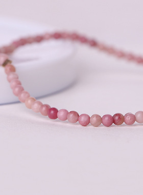 新款网红小众天然红纹石手链极细豆沙粉色甜美手串闺蜜礼物手饰