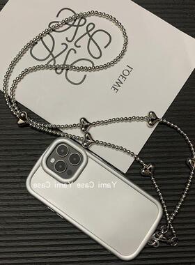 手机挂绳长款斜挎可背手工串珠电镀爱心轻巧便携防丢挂链通用包包