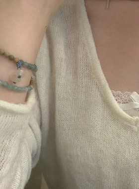 2026年新中式木纹珠拼接手串天然石手链女款轻奢小众精致新款手饰