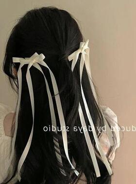 今年年蝴蝶结可爱丝带绑ins夹女飘带鸭嘴夹百搭少女刘海夹发饰