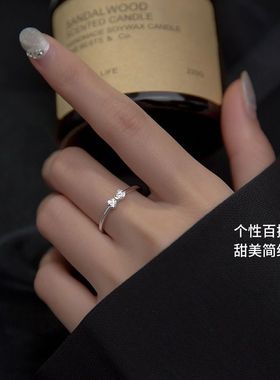 925纯银蝴蝶结冷淡风戒指