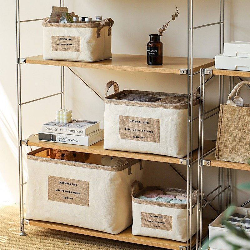 布艺棉麻衣物整理筐大容量储物篮家用衣橱柜衣服毯子薄被收纳神器,淘宝优惠券,粉丝福利购,淘宝优惠卷