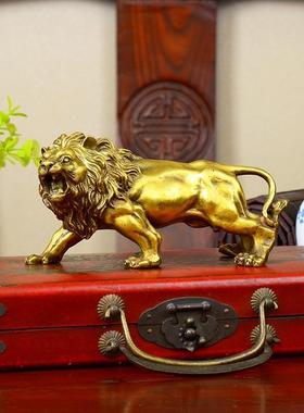 纯黄铜狮子摆件办公室