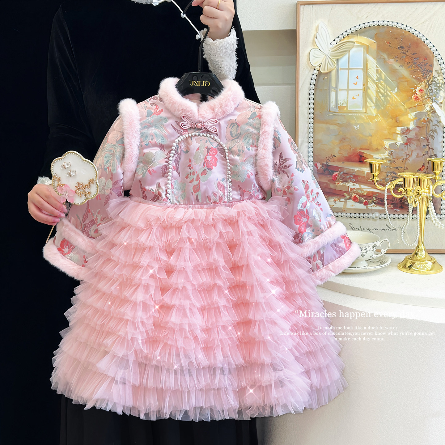 女童汉服拜年服冬装2025新款女宝宝周岁礼服裙子洋气新中式公主裙,淘宝优惠券,粉丝福利购,淘宝优惠卷