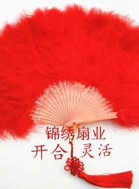 古装表演加厚汉服羽毛扇