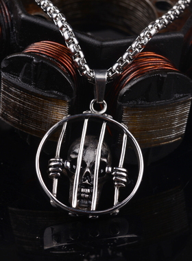 钛钢士骷髅头嘻哈项链男潮ins