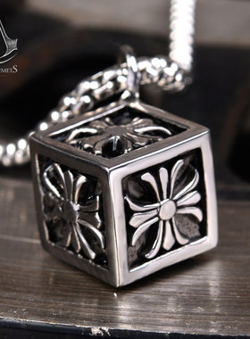 朋克风元素复古潮流罗正方形项链