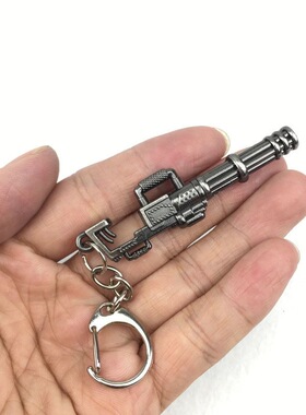 65mm 迷你加特林机枪模型合金钥匙扣挂件小玩具挂饰收藏礼物配饰