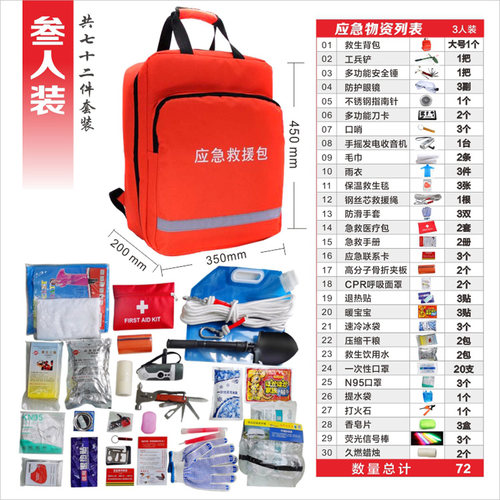 应急救援包户外消防安全家用防汛灾害急救品物资储备工具套装背包 - 图2