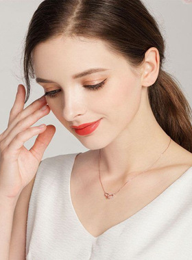 纯银心心相印镶嵌套链包邮