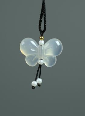 天然玉髓荔枝冻蝴蝶国风锁骨吊坠