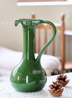 欧式高级感ins创意陶瓷花瓶奶壶家居客厅餐桌装饰品摆件一件代发